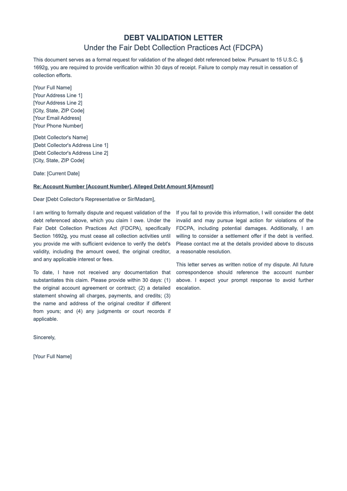 Debt validation letter with settlement offer under FDCPA_variant_2